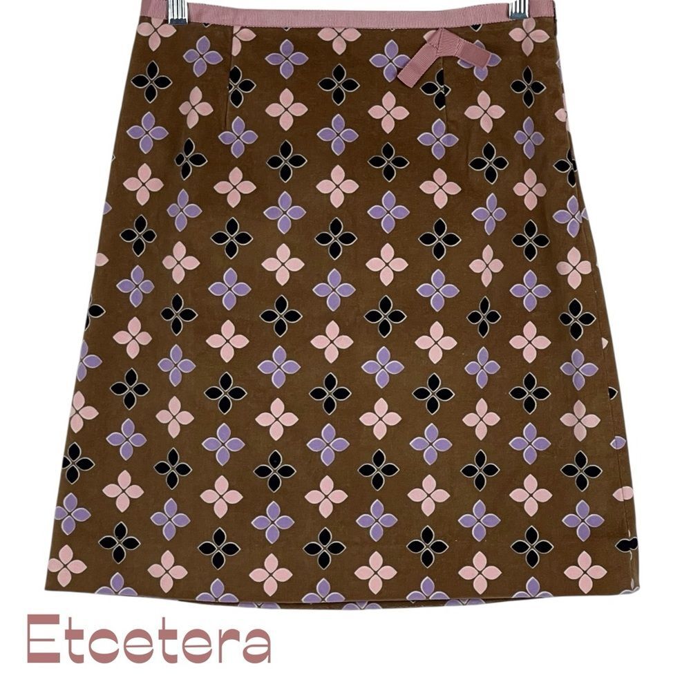 Anthropologie Etcetera Brown Pink Velvet Skirt NWT Size 2 CottageCore EuroGirl
